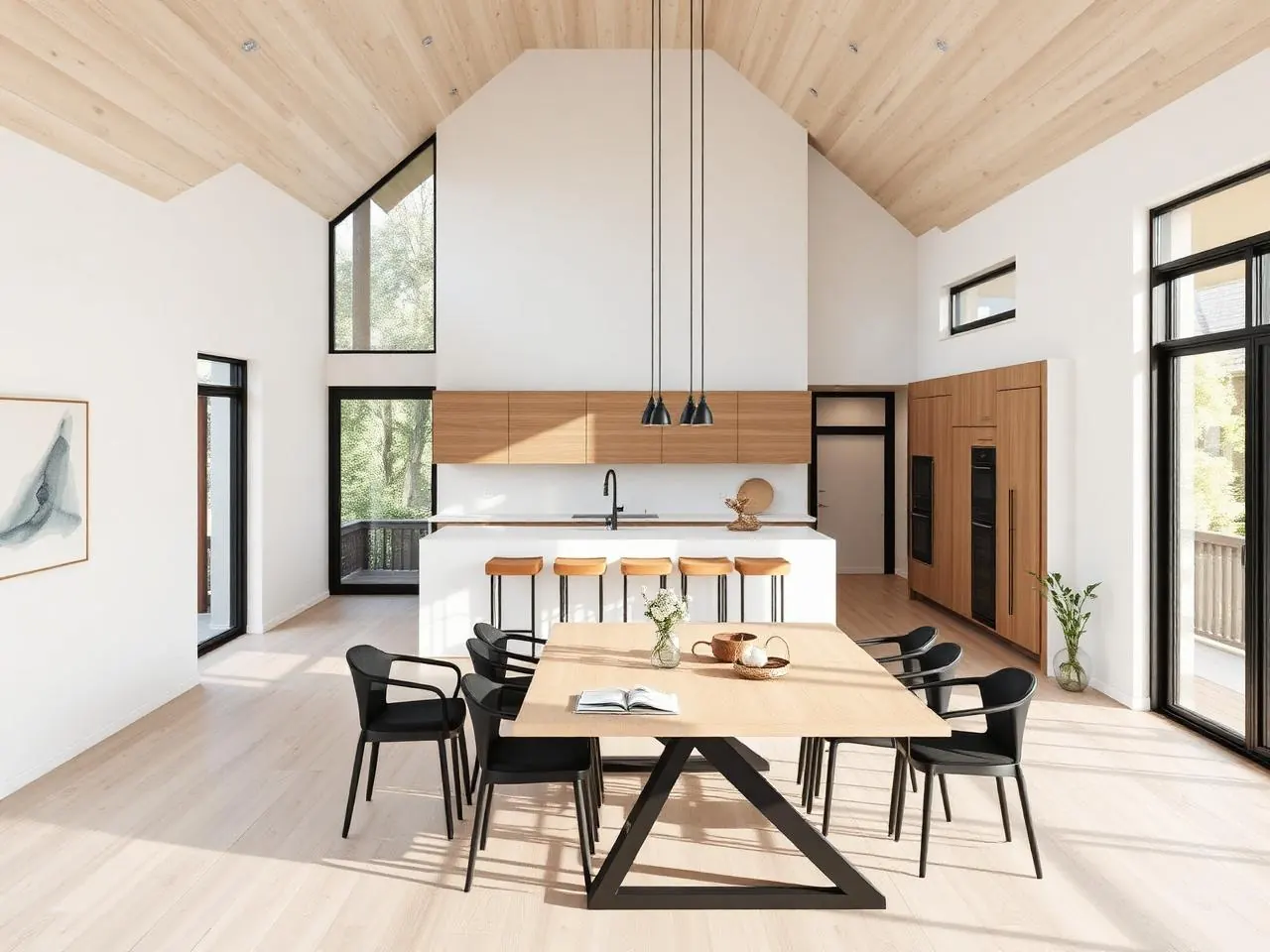 Open dining and kitchen